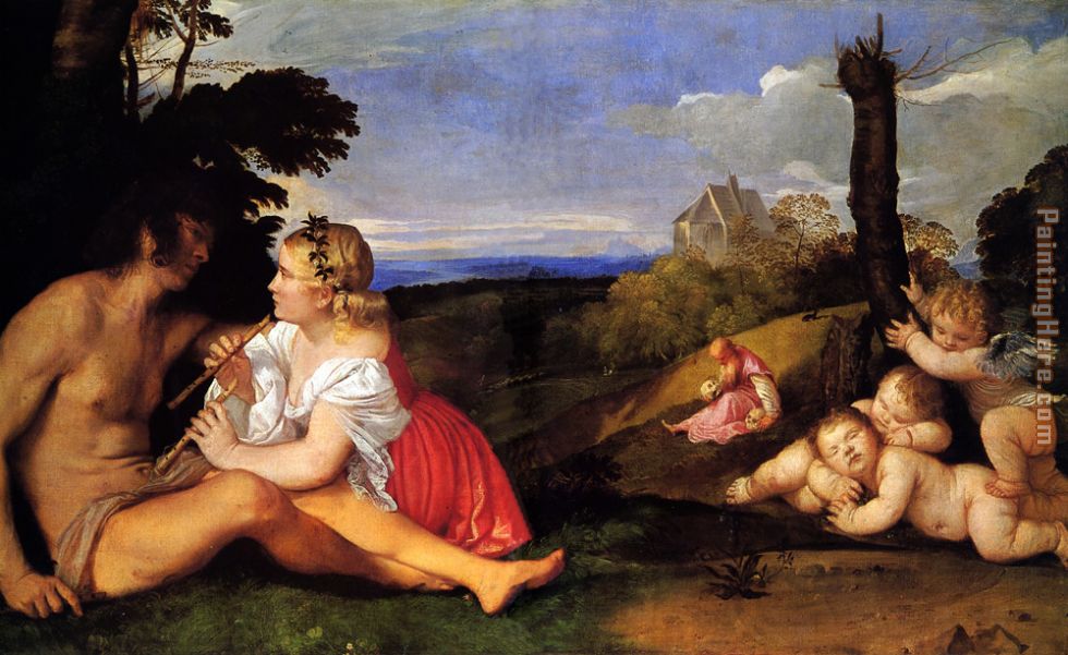 The Three Ages of Man painting - Titian The Three Ages of Man art painting